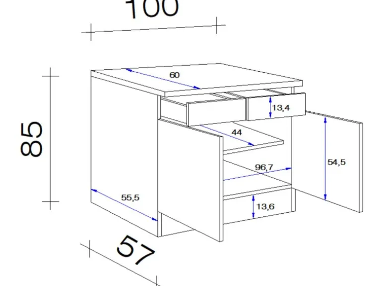 Flex-Well Küchen-Unterschrank mit Arbeitsplatte Lucca 100 cm