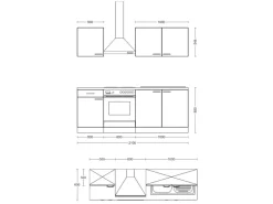 Flex-Well Küchenzeile 210 cm ohne E-Geräte Florida Weiß - Sonoma Eiche