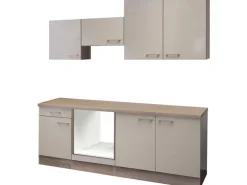 Flex-Well Küchenzeile 210 cm ohne E-Geräte Orlando Kaschmir Glanz - Sonoma Eiche