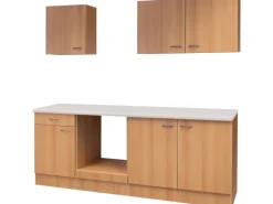 Flex-Well Küchenzeile 210 cm ohne E-Geräte Nano Buche