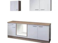 Flex-Well Küchenzeile 210 cm ohne E-Geräte Valero Hochglanz Weiß - Sonoma Eiche