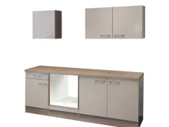 Flex-Well Küchenzeile 210 cm ohne E-Geräte Orlando Kaschmir Glanz - Sonoma Eiche