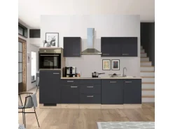 Flex-Well Küchenzeile Lara 280 cm Anthrazit-San Remo Eiche hell