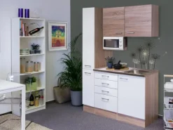 Flex-Well Singleküche 130 cm Florida Weiß-Sonoma Eiche