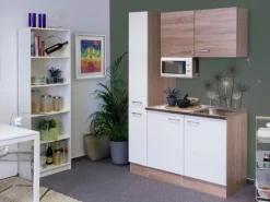 Flex-Well Singleküche 130 cm Florida Weiß-Sonoma Eiche