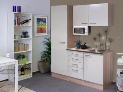 Flex-Well Singleküche 150 cm Orlando Kaschmir Glanz-Sonome Eiche