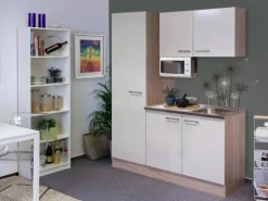 Flex-Well Singleküche 150 cm Orlando Kaschmir Glanz-Sonome Eiche