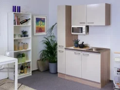 Flex-Well Singleküche 130 cm Orlando Kaschmir Glanz-Sonome Eiche