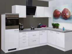 Flex-Well Winkelküche Joelina 280 cm Weiß Seidenmatt