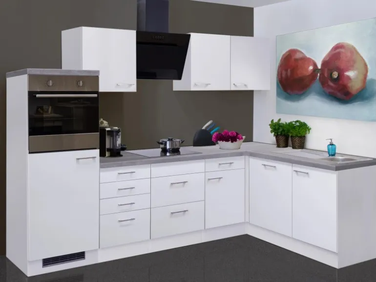 Flex-Well Winkelküche Joelina 280 cm Weiß Seidenmatt