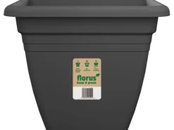 Florus Pflanztopf Mediterran Quadro 40 cm x 40 cm x 32 cm Anthrazit