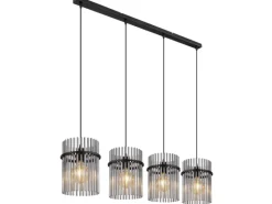 Globo Hängeleuchte Gorley Metall Schwarz/Rauchfarben 4-flammig