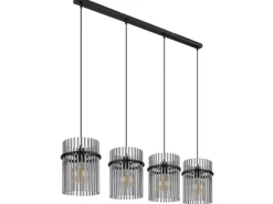 Globo Hängeleuchte Gorley Metall Schwarz/Rauchfarben 4-flammig