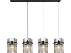 Globo Hängeleuchte Gorley Metall Schwarz/Rauchfarben 4-flammig