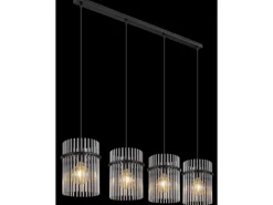 Globo Hängeleuchte Gorley Metall Schwarz/Rauchfarben 4-flammig