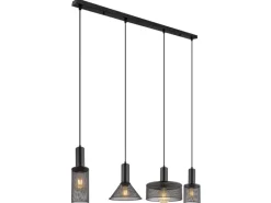 Globo Hängeleuchte Jedd Schwarz 4-flammig
