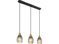 Globo Hängeleuchte Reid Schwarz/Holzfarben 55 x 10 cm 3-flammig