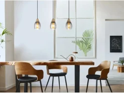 Globo Hängeleuchte Reid Schwarz/Holzfarben 55 x 10 cm 3-flammig