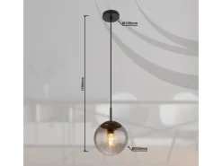 Globo Hängeleuchte Samos Schwarz/Rauchfarben Ø 20 cm