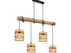 Globo Pendelleuchte Soeni 4-flammig Schwarz matt 850 x 150 x 1200 mm