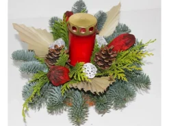 Grabschale mit Grablicht Rot Topf ca. 15 cm