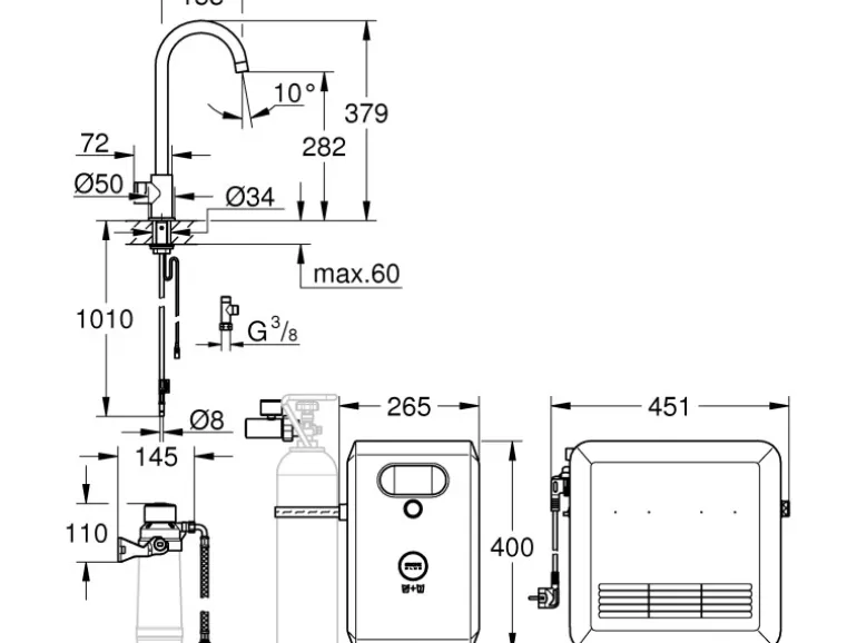 Grohe Blue Professional C-Auslauf Set Supersteel