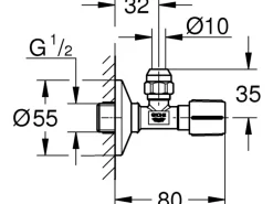 Grohe Eckventil Chrom 1/2" x 3/8" mit Metallgriff