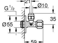 Grohe Eckventil Chrom 1/2" x 3/8" selbstdichtend