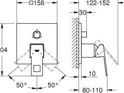 Grohe Einhandbatterie mit 3-Wege-Umstellung Eurocube Chrom