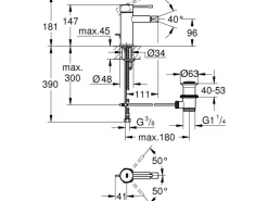 Grohe Einhand-Bidetbatterie Essence Supersteel