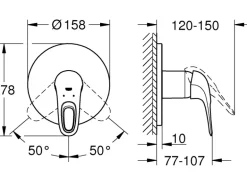 Grohe Einhand-Brausebatterie Eurostyle Offener Hebel Chrom