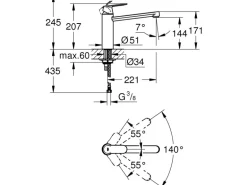 Grohe Einhand-Küchenarmatur Eurosmart Cosmopolitan Auslauf mit Mousseur