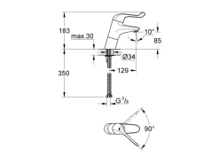Grohe Einhand-Sicherheitsmisch- Waschtischbatterie Euroeco Special Schräg Chrom