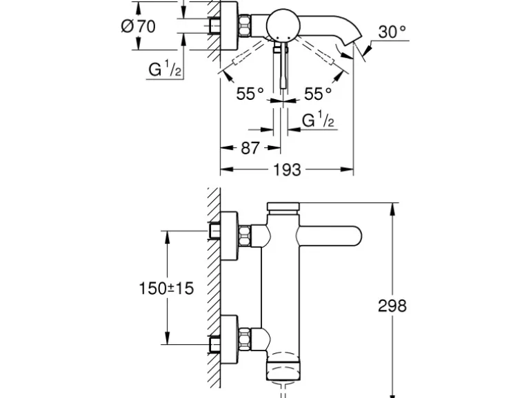 Grohe Einhand-Wannenbatterie Essence Hard Graphite