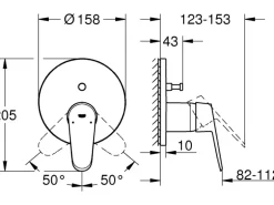 Grohe Einhand-Wannenbatterie Eurodisc Chrom