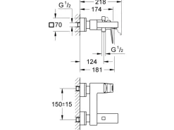 Grohe Einhand-Wannenbatterie Eurocube DN 15