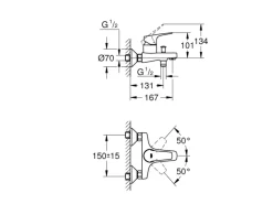 Grohe Einhand-Wannenbatterie BauFlow Chrom