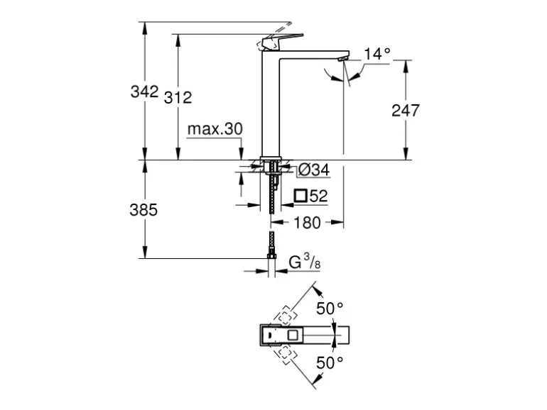 Grohe Einhand-Waschbeckenarmatur Eurocube XL-Size Chrom