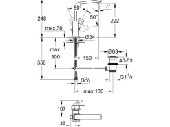 Grohe Einhand-Waschbeckenarmatur Eurocube L Chrom