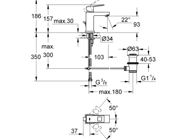 Grohe Einhand-Waschbeckenarmatur Eurocube Eco S Chrom