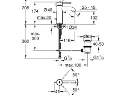 Grohe Einhand-Waschtischbatterie Essence S-Size Hard Graphite