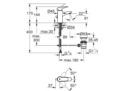 Grohe Einhand-Waschtischbatterie BauFlow Chrom S-Size