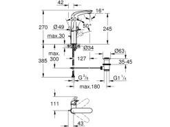 Grohe Einhand-Waschtischbatterie Eurostyle L-Size offener Hebelgriff Chrom