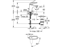 Grohe Einhand-Waschtischbatterie Eurostyle S-Size mit Temperaturbegrenzer Chrom