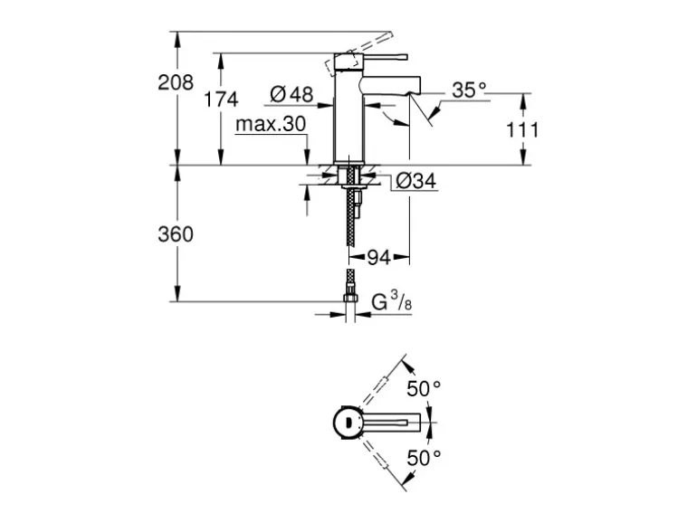 Grohe Einhand-Waschtischbatterie Essence S-Size Chrom Glatter Körper