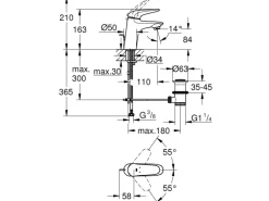 Grohe Einhand-Waschtischbatterie Eurostyle S-Size geschlossener Hebelgriff Chrom