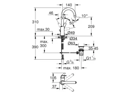 Grohe Einhand-Waschtischbatterie BauFlow L-Size