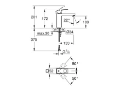 Grohe Einhand-Waschtischbatterie Eurocube M-Size Chrom