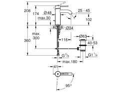 Grohe Einhand-Waschtischbatterie Essence S-Size Chrom Zugstangen-Ablaufgarnitur
