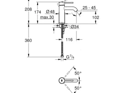 Grohe Einhand-Waschtischbatterie Essence S-Size Hard Graphite gebürstet